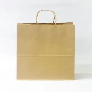 Коричневый крафт пакет с витыми ручками 350*350*200мм