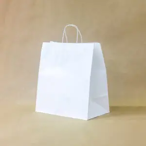 Белый крафт пакет 320*320*160мм с кручеными ручками