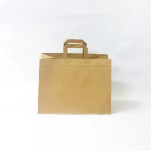 Купить коричневый крафт пакет с плоскими ручками 320*240*220мм