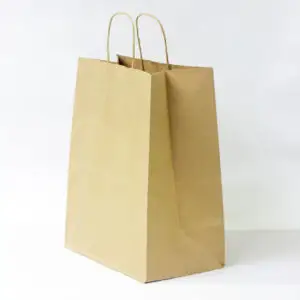 Коричневі крафт пакети 305*350*145мм з крученими ручками